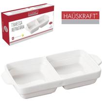 Travessa dupla de porcelana retangular refrataria hauskraft Travessa dupla de porcelana retangular refrataria hauskraft