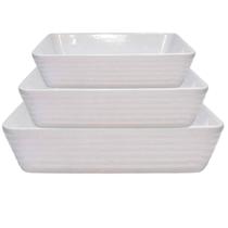 Travessa e Assadeira Refratária 3un Porcelana Branca