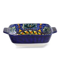 Travessa em Cerâmica Azul com Detalhes Florais Interno 16cm UN0122 BTC Travessa em Cerâmica Azul com Detalhes Florais Interno 16cm UN0122 BTC