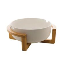 Travessa em Porcelana c/ Suporte em Bambu Matt (26cm) - BonGourmet