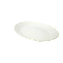 Travessa funda oval branca borda ouro