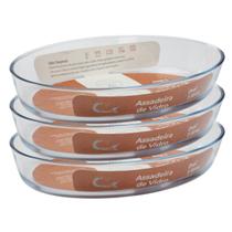 Travessa Grande de Vidro 3L Oval Forno Assados Mesa Posta 3uni Travessa Grande de Vidro 3L Oval Forno Assados Mesa Posta 3uni