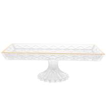 Travessa Lyor de Cristal C/ Pé e Fio de Ouro Deli Diamond Travessa Lyor de Cristal C/ Pé e Fio de Ouro Deli Diamond