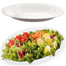 Travessa Melamina Oval Buffet Salada 26cm Branca 2 Unidades