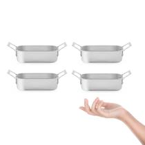 Travessa Mini 780ml Alça Inox Couvert Servir Entradas Buffet 4un Travessa Mini 780ml Alça Inox Couvert Servir Entradas Buffet 4un