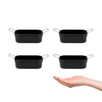 Travessa Mini Alça Inox Couvert Preto Servir Entradas Buffet 14cm 4un Travessa Mini Alça Inox Couvert Preto Servir Entradas Buffet 14cm 4un