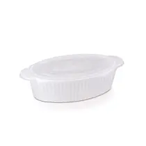 Travessa oval canelada pequeno com tampa 650 ml branco