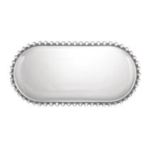 Travessa Oval De Cristal Chumbo Pearl Para Mesa Posta Grande 30cm Travessa Oval De Cristal Chumbo Pearl Para Mesa Posta Grande 30cm