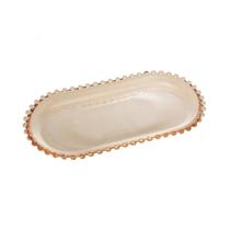 Travessa Oval de Cristal Pearl Âmbar Metalizado Wolff 30cm x 15cm x 2cm