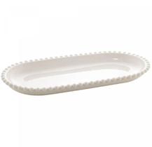 Travessa Oval de Porcelana Beads Branco 30cm x 15cm x 3cm - Wolff