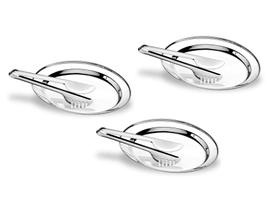 Travessa oval de servir em aço inox 30cm com pegador Up Home Kit 3 pçs.
