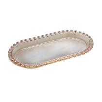 Travessa oval de vidro cristal âmbar metalizado decorado para cozinha bandeja - Lyor