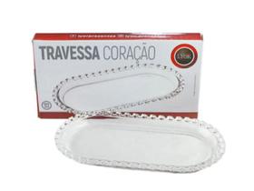 Travessa oval de vidro cristal de chumbo coracao