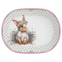 Travessa Oval em Cerâmica Coelha Agnes 34cm Alleanza
