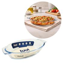 Travessa Oval em Vidro Borossilicato Premium com Alças 640ml Forno e Micro-ondas