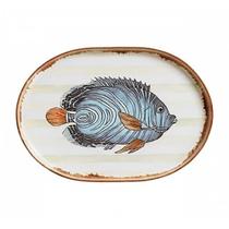 Travessa Oval Grande Cerâmica Fish Stripes Digital 36x3cm
