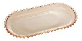 Travessa Oval para Rocambole e Doces Pearl De Cristal Âmbar Travessa Oval para Rocambole e Doces Pearl De Cristal Âmbar