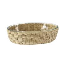 Travessa oval vimini em vidro borossilicato e rattan 1,5 litros Travessa oval vimini em vidro borossilicato e rattan 1,5 litros