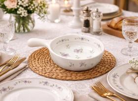 Travessa Panela Lavanda Floral Delicada c/ Alça - 22cm Travessa Panela Lavanda Floral Delicada c/ Alça - 22cm