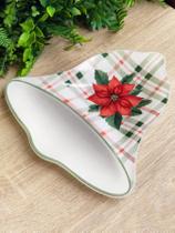 Travessa Petisqueira de Vidro Estampada Formato de Sino de Natal 25 cm x 25 cm