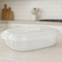 Travessa Plástica 2L com Tampa para Microondas Pote Retangular Multiuso Livre de BPA, Para Armazenar e Servir Alimentos