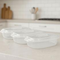 Travessa Plástica 2L com Tampa para Microondas Pote Retangular Multiuso Livre de BPA, Para Armazenar e Servir Alimentos