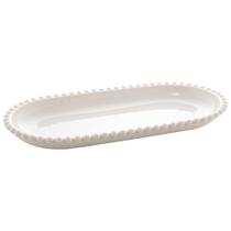 Travessa Porcelana Oval Beads Branco 31x15x3cm 28486 - Bon Gourmet