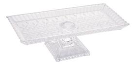 Travessa Prato Bolo De Cristal Com Pé Retangular Lys Wolff Travessa Prato Bolo De Cristal Com Pé Retangular Lys Wolff