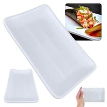 Travessa Prato Retangular Branco Petiscos e Sushi 17,8 Cm para Restaurante em Melamina Premium Bestfer