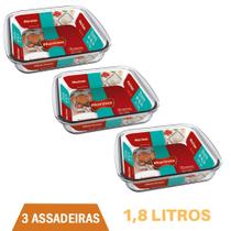 Travessa Quadrada de Vidro 1,8 Litros Marinex- 3Un