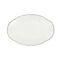 Travessa Rasa Oval 36 cm Porcelana Schmidt - Dec. Filetado Prata Pomerode 0012 Travessa Rasa Oval 36 cm Porcelana Schmidt - Dec. Filetado Prata Pomerode 0012