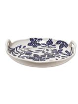 Travessa redonda c/ alca em ceramica floral luiz salvador