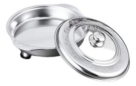 Travessa Redonda Servir Rechaud Leve Inox C Pé Buffet Servir