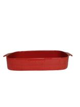 Travessa Refratária Porcelana Tipo Marinex Vermelho 30x21cm 3Litros