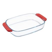 Travessa Refrataria Retangular De Vidro Com Pegador De Silicone 30,5Cm - Hauskraft