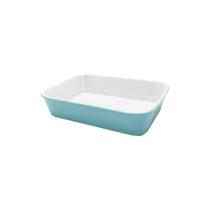 Travessa Refratária Retangular Em Porcelana Bake Water Blue Oxford
