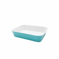 Travessa Refratária Retangular Em Porcelana Bake Water Blue Oxford