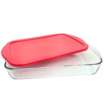 Travessa Refratário de Vidro Temperado Assadeira com Tampa Resistente a Temperaturas Travessa Refratário de Vidro Temperado Assadeira com Tampa Resistente a Temperaturas