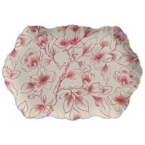Travessa Reta Cerâmica Soft Bloom Rosa