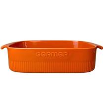 Travessa Retangular 28x17cm Laranja Germer Porcelana Forma Assar e Servir Refratária