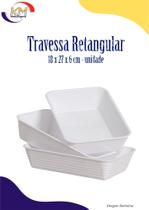 Travessa Retangular Branca unidade - Três Triângulos - saladas, legumes, conserva, salgados (7884)