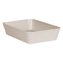 Travessa Retangular Com Friso Le Chef 27,5x19x6 cm Branca/Creme