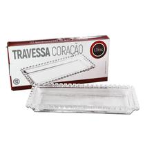 TRAVESSA RETANGULAR DE CRISTAL CORACAO 30x13x3cm TRAVESSA RETANGULAR DE CRISTAL CORACAO 30x13x3cm