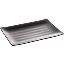 Travessa Retangular de Melamina para Sushi Sashimi 24,5x16,5cm Comida Japonesa Lyor Preto