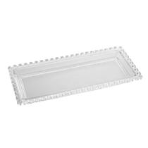 Travessa retangular de vidro com borda de coração transparente 30cm lyor