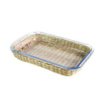 Travessa retangular em vidro e revestimento em rattan Dynasty Vimini 34,5cm Travessa retangular em vidro e revestimento em rattan Dynasty Vimini 34,5cm