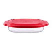 Travessa Retangular Marinex Lasanheira Assadeira Forno C/ Tampa 2000ml Essencial Prática Elegante