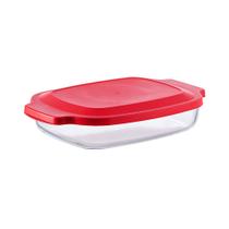 Travessa Retangular Marinex Lasanheira Assadeira Forno C/ Tampa 2700ml Essencial Prática Elegante