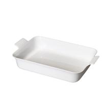 Travessa Retangular Para Alimentos C/ Alça Branco Tamanho 31x18x8cm