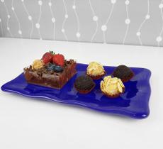 Travessa Retangular porcelana Sem Pé Cobalto